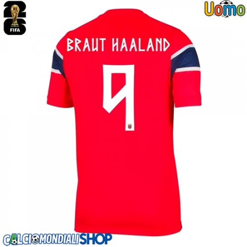 Maglie da calcio Norvegia Erling Haaland #9 Prima Maglia Mondiali 2026  Manica Corta